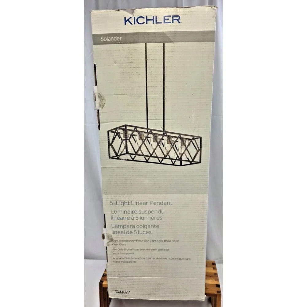 Kichler 82317 Solander 5-Light Linear Pendant Light Olde Bronze Brass NIB